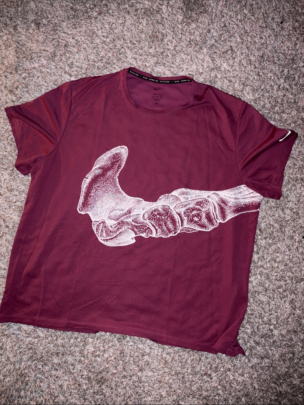 Nike Maroon Short Sleeve Tee with White Bone Graphic